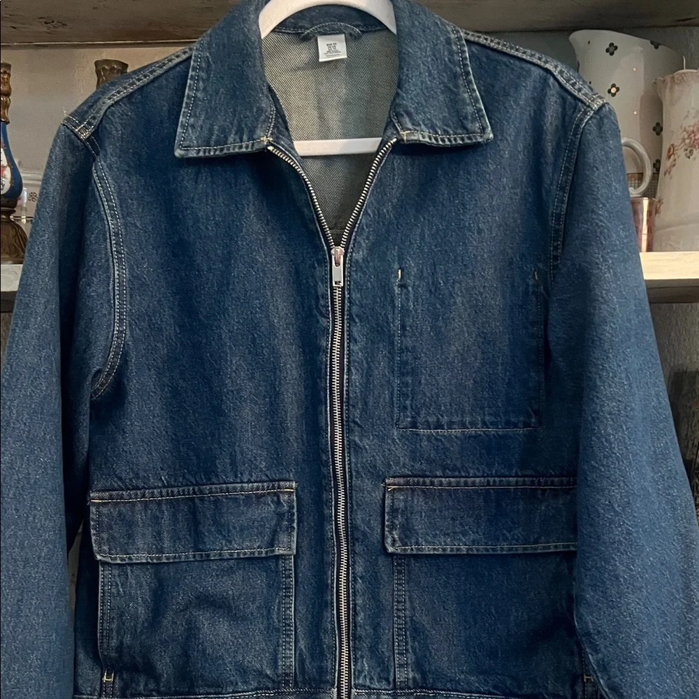 H&M Dark Blue Denim Zip Jacket Brand New Size XS !!!! - Picture 3 of 8